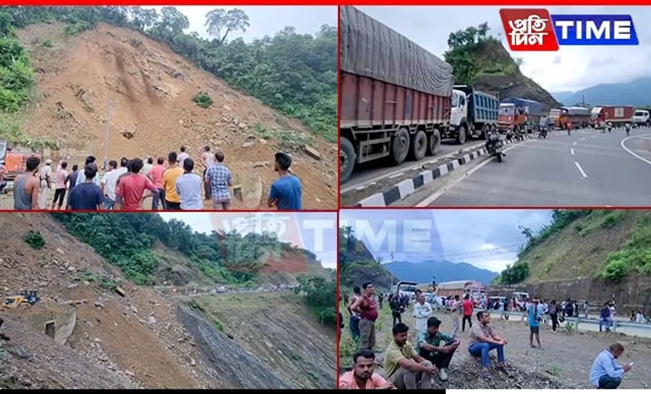 Landslide Halts Traffic on Haflong-Silchar Route, Commuters Stranded